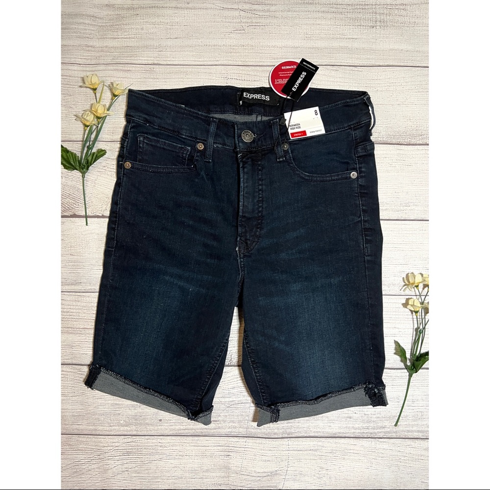 EXPRESS Denim Bermuda High Rise Shorts